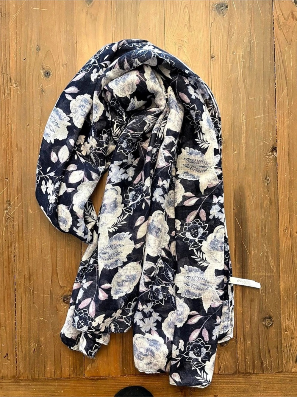 Charlotte Russe Floral Scarf in Black & Blue